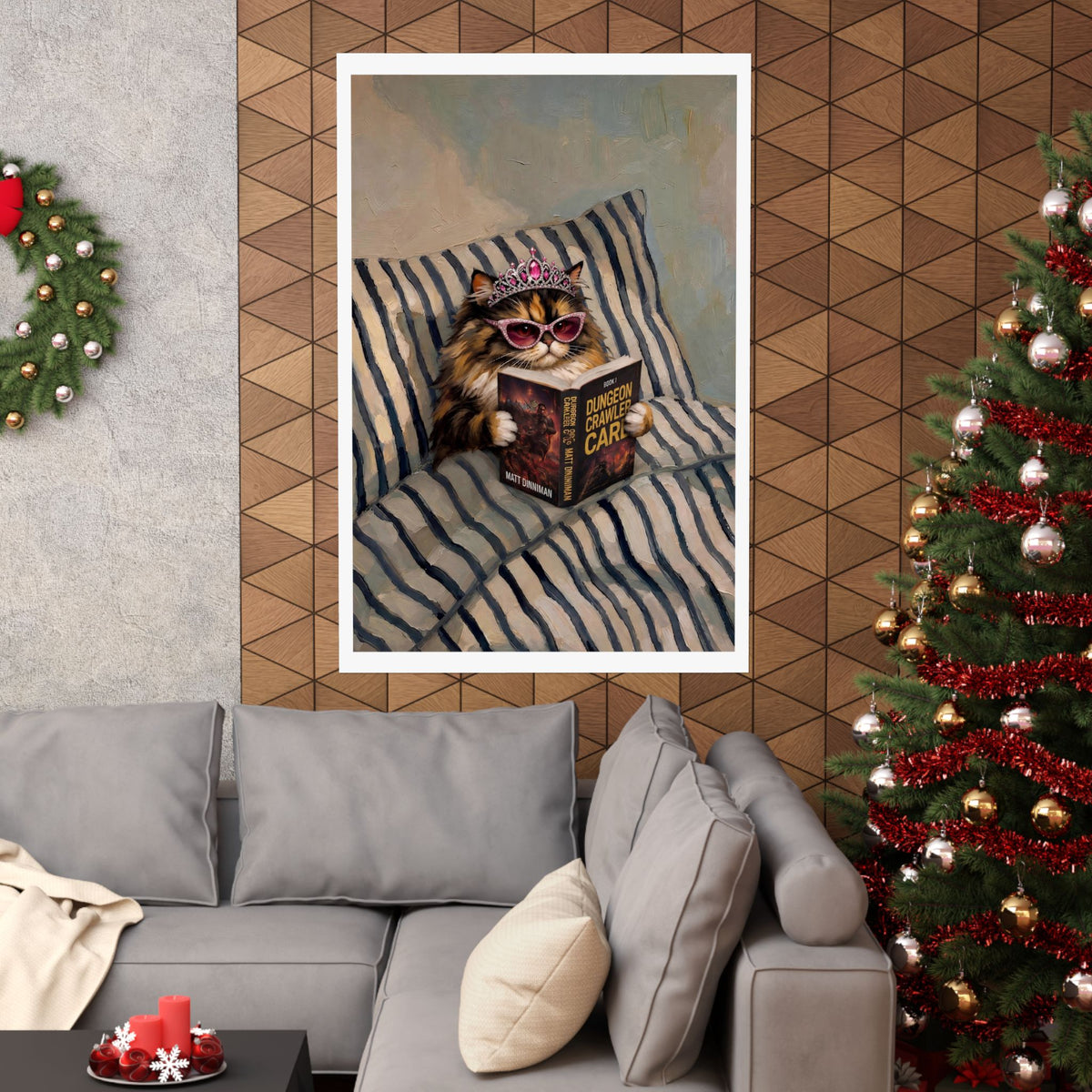Princess Donut Reading Book in Bed Matte Vertical Poster, Dungeon Crawler Carl Art, Bookish Gifts, Book Lover Gift, Sci Fi Fantasy Wall Art