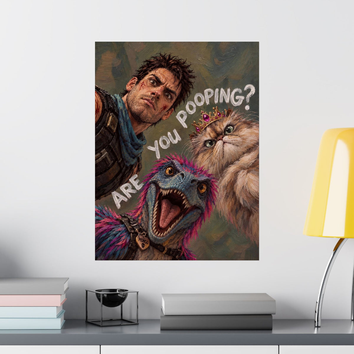 Funny Dungeon Crawler Carl Matte Vertical Poster, "Are You Pooping?" Toilet Bathroom Print, Book Lover Gift, Donut And Mongo Wall Art