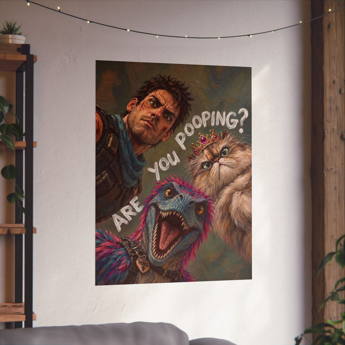 Funny Dungeon Crawler Carl Matte Vertical Poster, "Are You Pooping?" Toilet Bathroom Print, Book Lover Gift, Donut And Mongo Wall Art