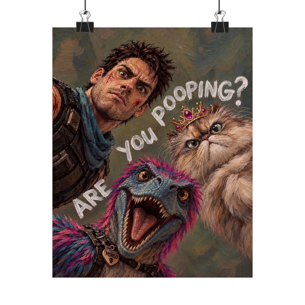 Funny Dungeon Crawler Carl Matte Vertical Poster, "Are You Pooping?" Toilet Bathroom Print, Book Lover Gift, Donut And Mongo Wall Art