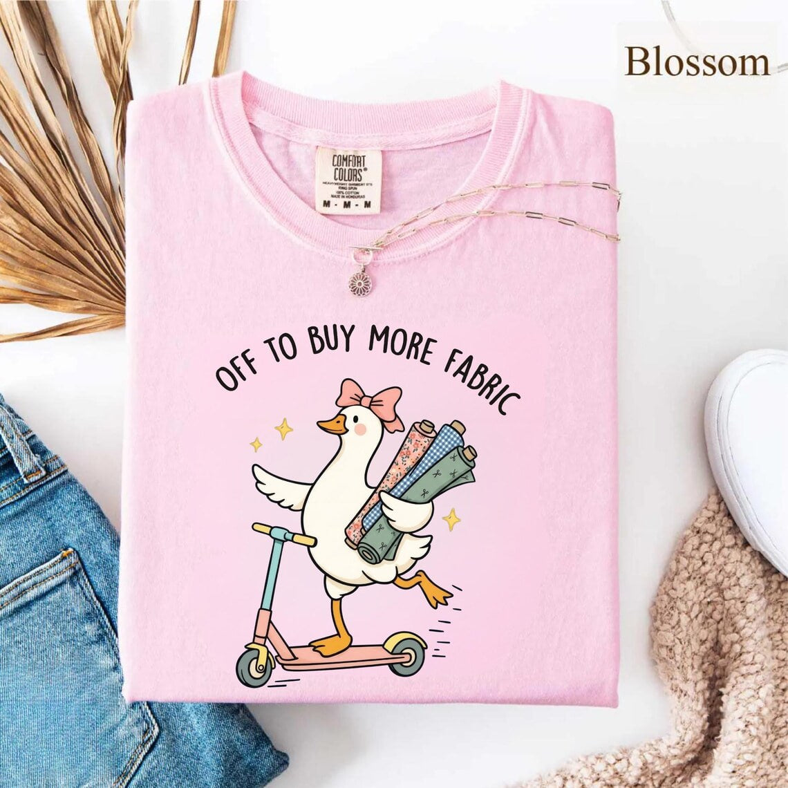 Comfort Colors® Funny Sewing Goose T-Shirt, Off To Buy More Fabric, Sewing Lover Gift, Gift For Quilter, Fabric Lover Gift, Sewing Mom