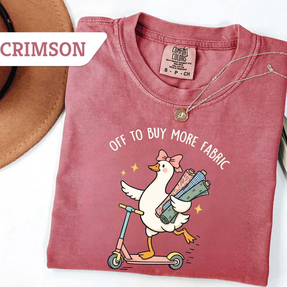 Comfort Colors® Funny Sewing Goose T-Shirt, Off To Buy More Fabric, Sewing Lover Gift, Gift For Quilter, Fabric Lover Gift, Sewing Mom