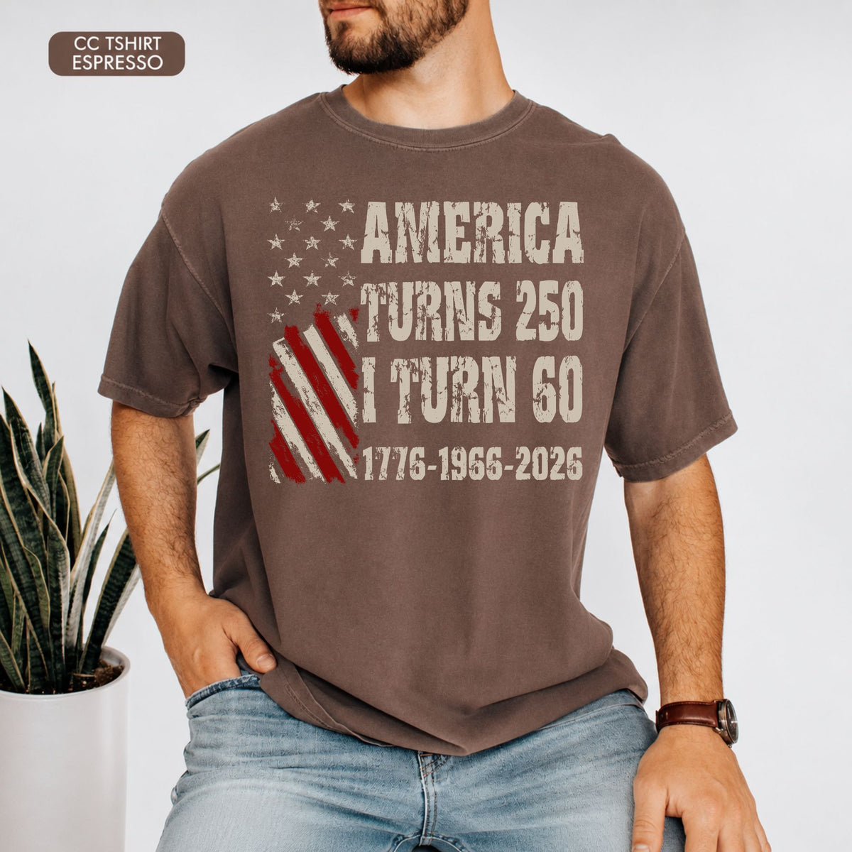 Comfort Colors® Vintage 60th Birthday Shirt 1966, America Turns 250 Tee, 60th Birthday Gift Idea, Patriotic Birthday Shirt 2026, 1966 Birthday T-Shirt