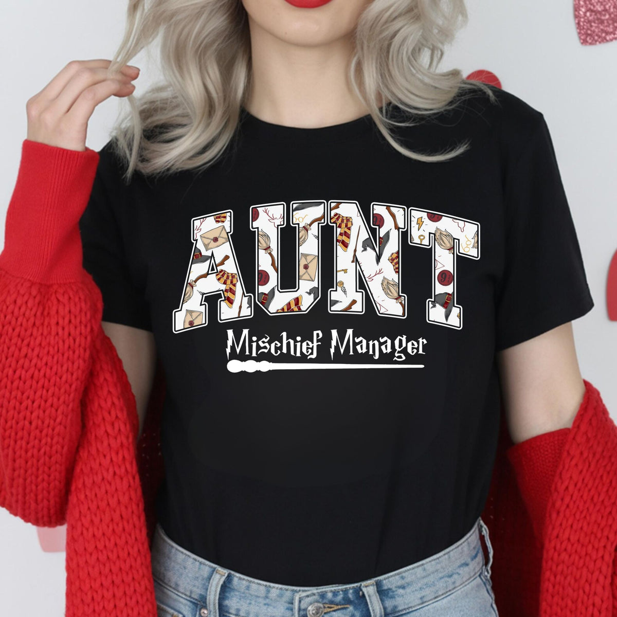 Comfort Colors Aunt Manager of Mischief Shirt, Fantastic Aunt T Shirt, Wizard Aunt Shirt, Magic Aunt Graphic T Shirt, Funny Auntie Shirt