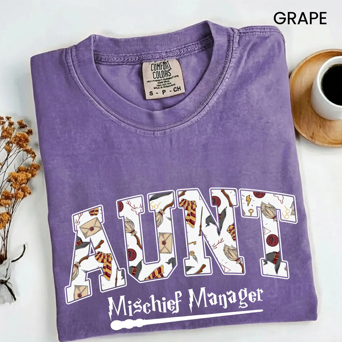 Comfort Colors Aunt Manager of Mischief Shirt, Fantastic Aunt T Shirt, Wizard Aunt Shirt, Magic Aunt Graphic T Shirt, Funny Auntie Shirt