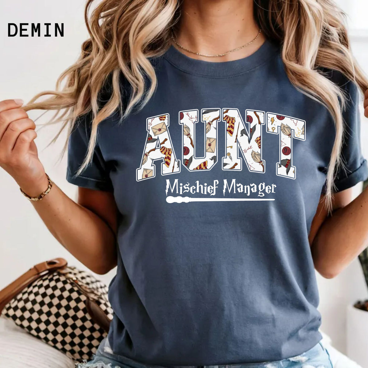 Comfort Colors Aunt Manager of Mischief Shirt, Fantastic Aunt T Shirt, Wizard Aunt Shirt, Magic Aunt Graphic T Shirt, Funny Auntie Shirt
