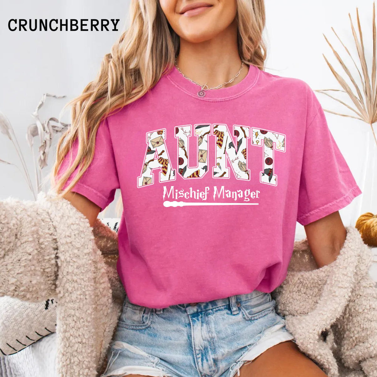 Comfort Colors Aunt Manager of Mischief Shirt, Fantastic Aunt T Shirt, Wizard Aunt Shirt, Magic Aunt Graphic T Shirt, Funny Auntie Shirt