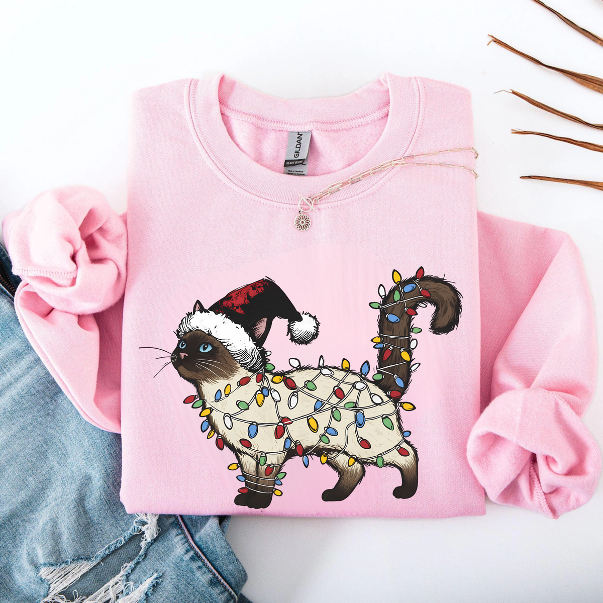 Christmas Siamese Cat Sweatshirt, Siamese Cats Crewneck, Perfect Gifts for Siamese cat mom