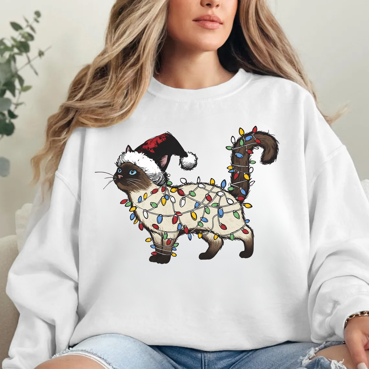 Christmas Siamese Cat Sweatshirt, Siamese Cats Crewneck, Perfect Gifts for Siamese cat mom