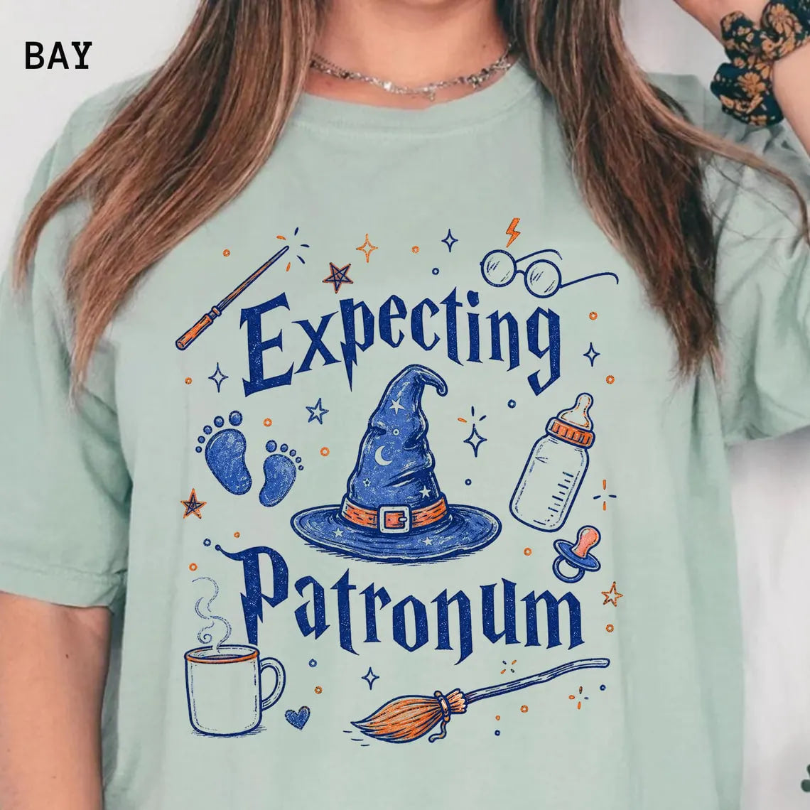 Pregnancy Expecting Patronum Comfort Colors® T-shirt, Maternity Tee, Baby Announcement, New Mom Gift, Maternity Shirt, Wizard Mom
