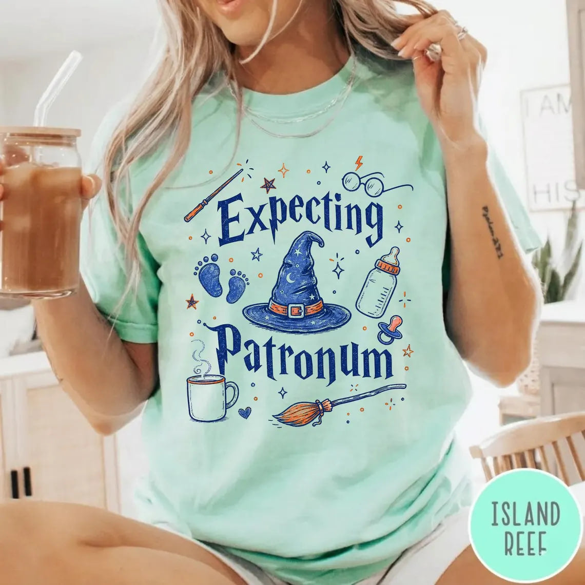 Pregnancy Expecting Patronum Comfort Colors® T-shirt, Maternity Tee, Baby Announcement, New Mom Gift, Maternity Shirt, Wizard Mom