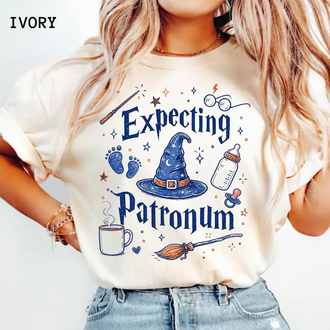 Pregnancy Expecting Patronum Comfort Colors® T-shirt, Maternity Tee, Baby Announcement, New Mom Gift, Maternity Shirt, Wizard Mom