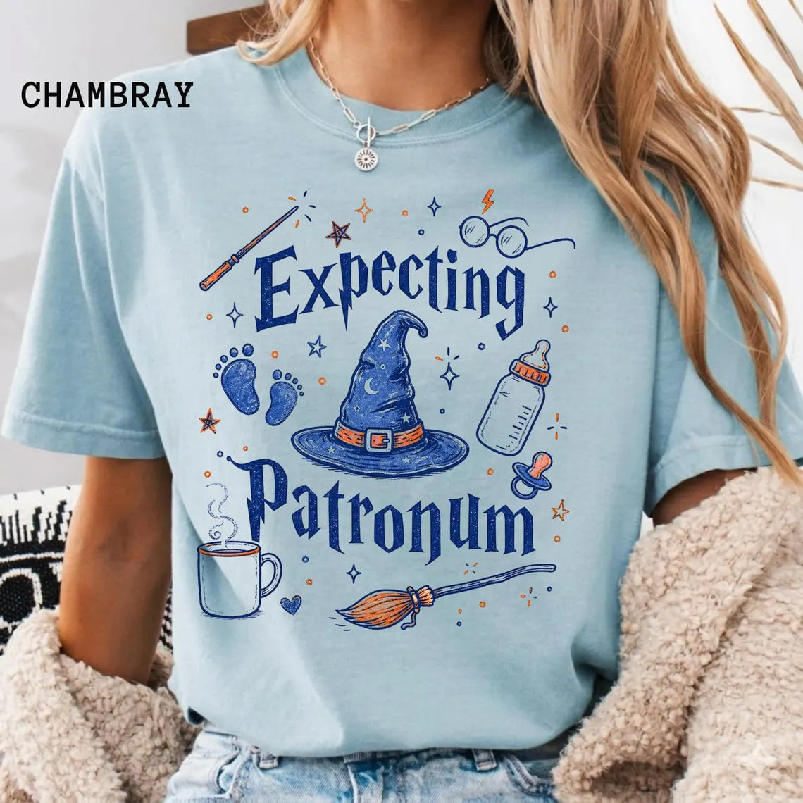 Pregnancy Expecting Patronum Comfort Colors® T-shirt, Maternity Tee, Baby Announcement, New Mom Gift, Maternity Shirt, Wizard Mom