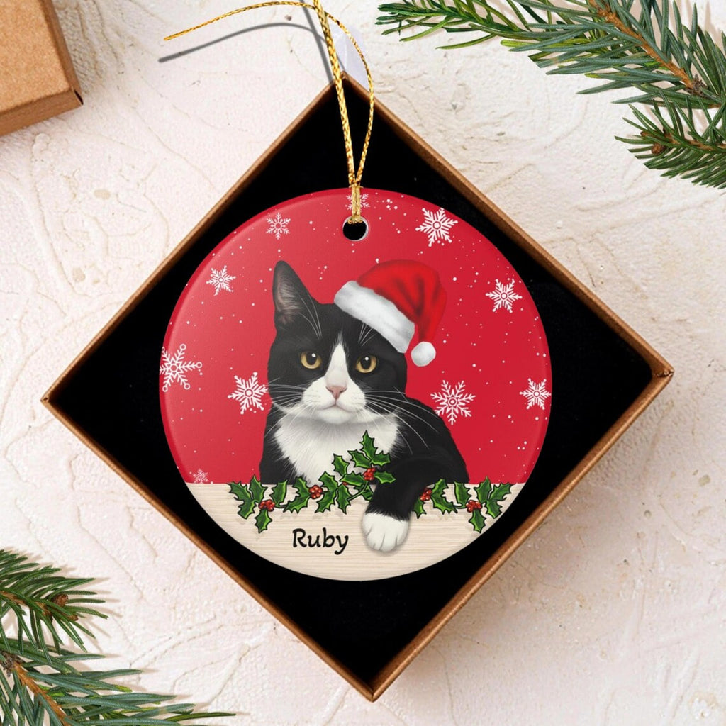 Personalized Tuxedo Cat Christmas Ornament, Meowy Christmas Ornament, Cute Tuxedo Cat Ornament, Custom Cat Xmas Gift, Christmas 2026 Decor