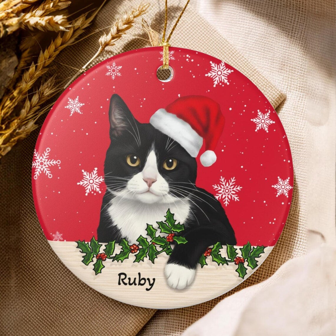 Personalized Tuxedo Cat Christmas Ornament, Meowy Christmas Ornament, Cute Tuxedo Cat Ornament, Custom Cat Xmas Gift, Christmas 2026 Decor