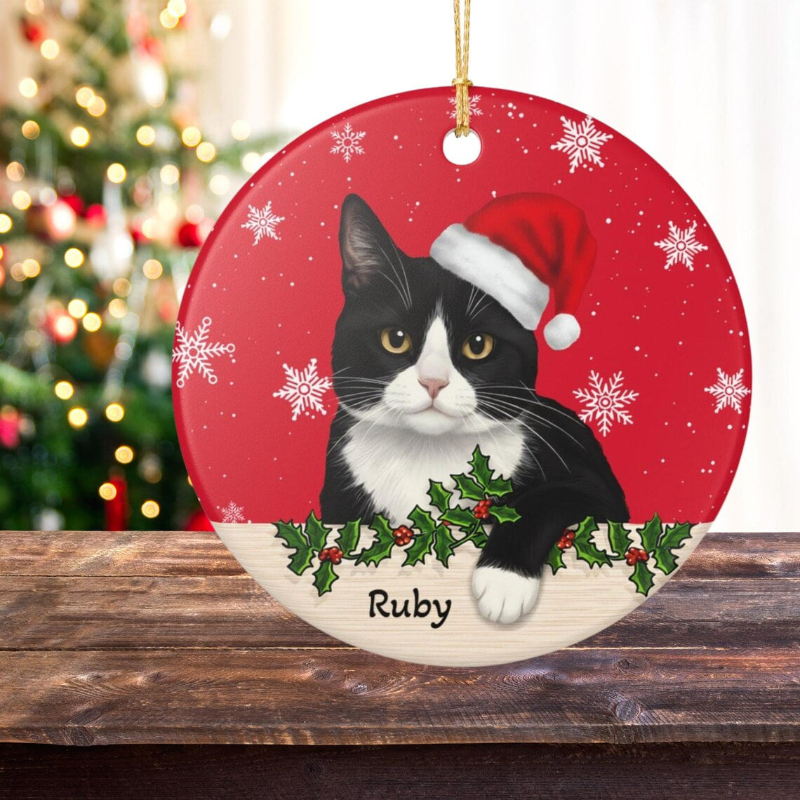 Personalized Tuxedo Cat Christmas Ornament, Meowy Christmas Ornament, Cute Tuxedo Cat Ornament, Custom Cat Xmas Gift, Christmas 2026 Decor