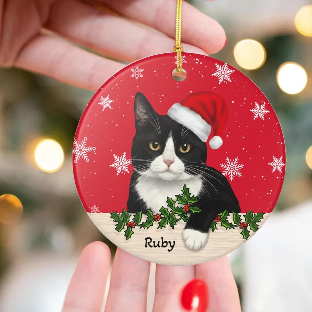 Personalized Tuxedo Cat Christmas Ornament, Meowy Christmas Ornament, Cute Tuxedo Cat Ornament, Custom Cat Xmas Gift, Christmas 2026 Decor