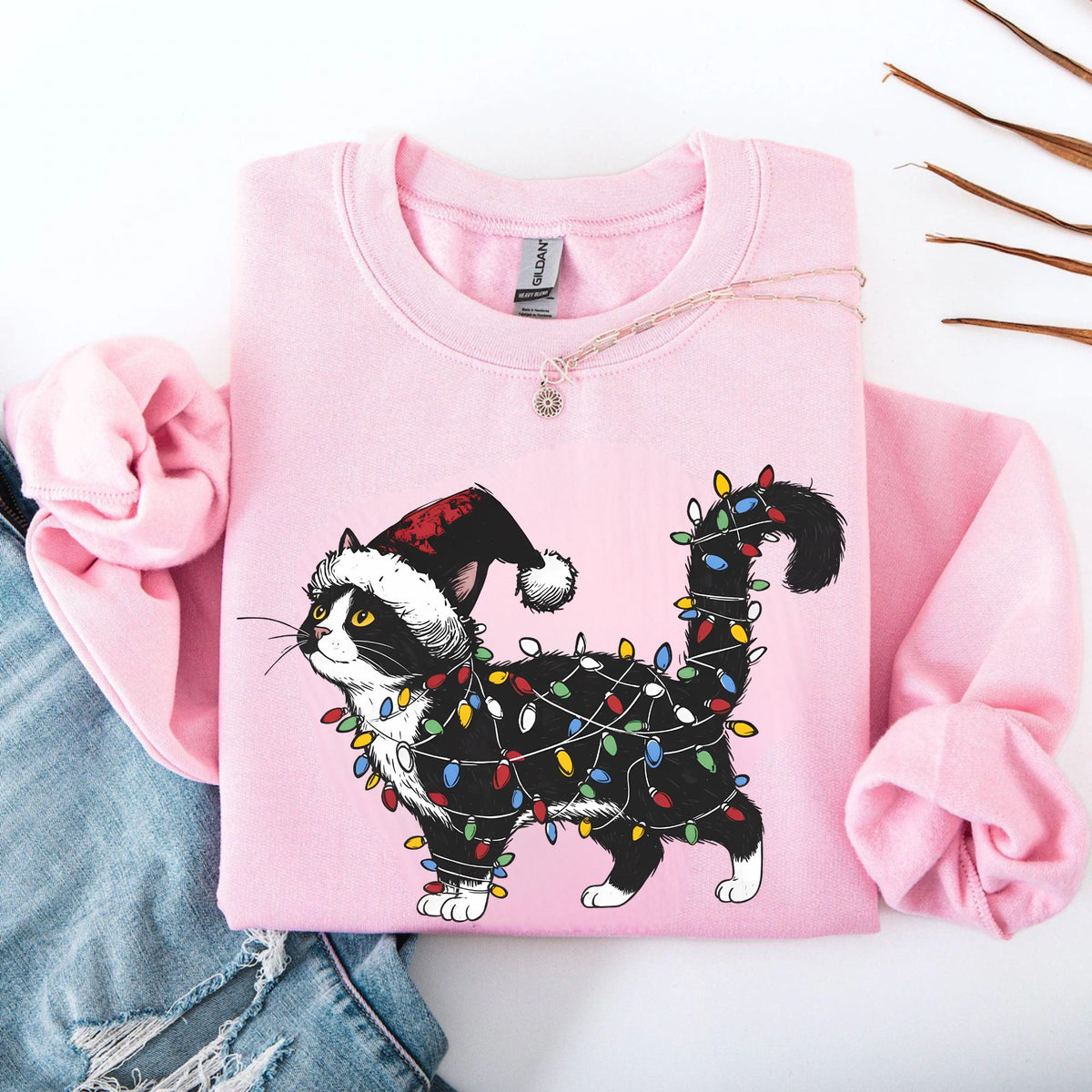 Cute Tuxedo Cat Christmas Sweatshirt, Tuxedo gift for cat mom, Tuxedo cat Sweatshirt, Cat mom sweatshirt, Cat Lover Christmas Gift