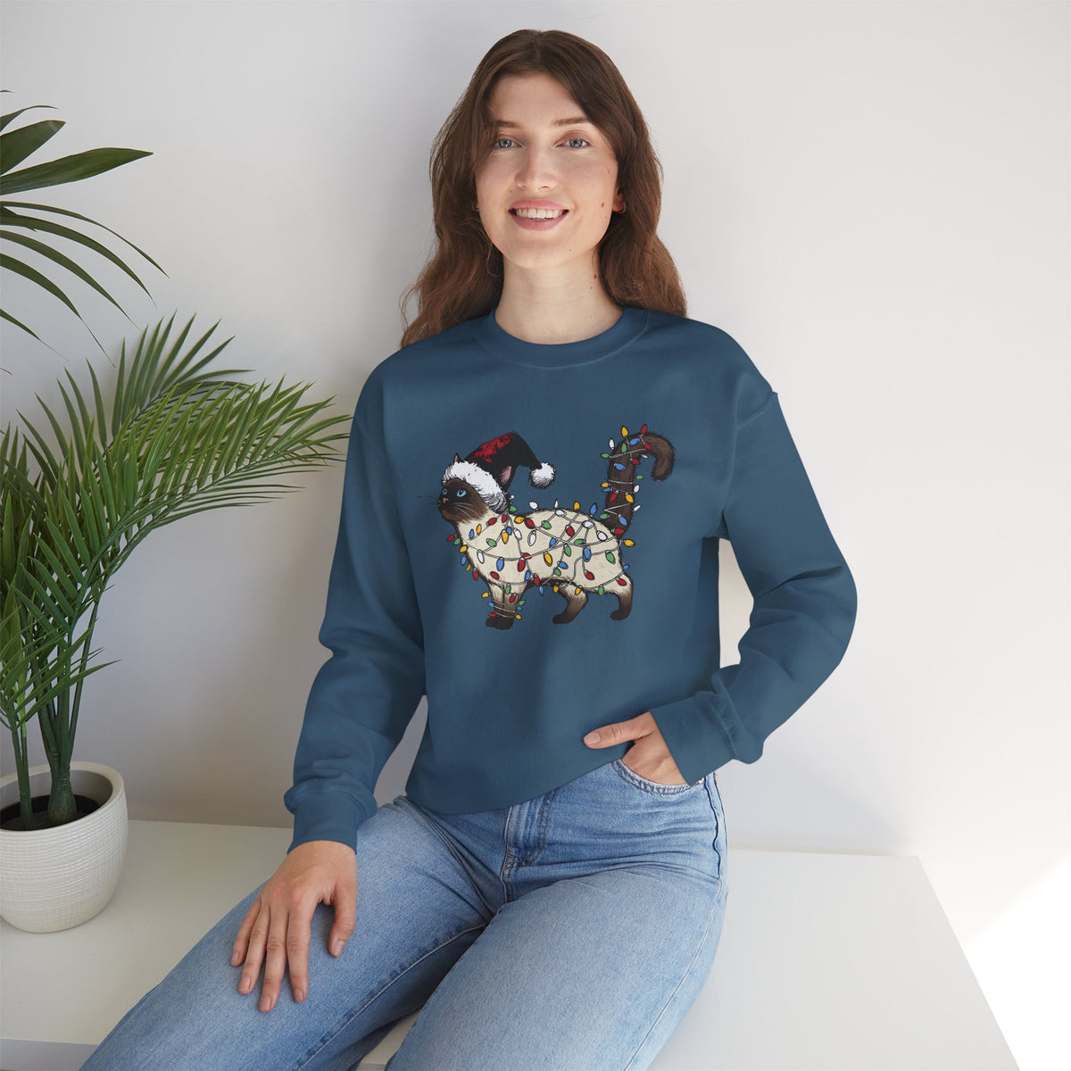 Christmas Siamese Cat Sweatshirt, Siamese Cats Crewneck, Perfect Gifts for Siamese cat mom