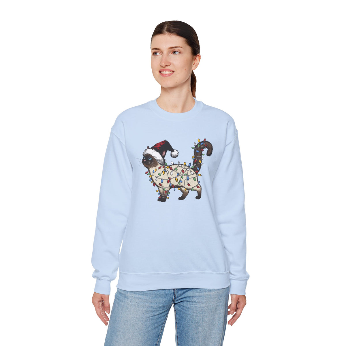 Christmas Siamese Cat Sweatshirt, Siamese Cats Crewneck, Perfect Gifts for Siamese cat mom