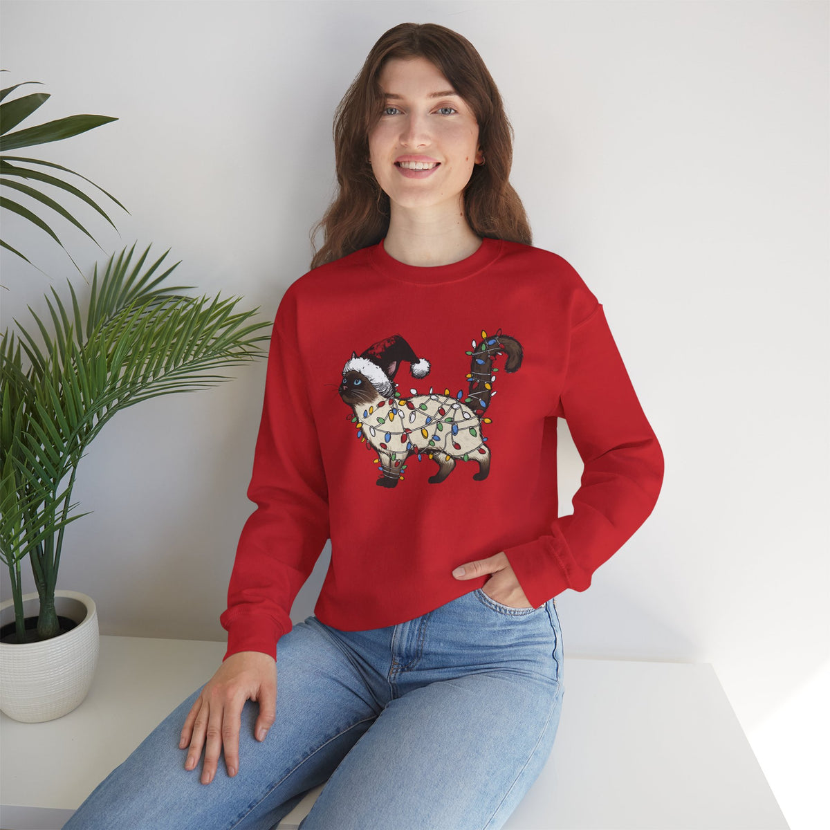 Christmas Siamese Cat Sweatshirt, Siamese Cats Crewneck, Perfect Gifts for Siamese cat mom