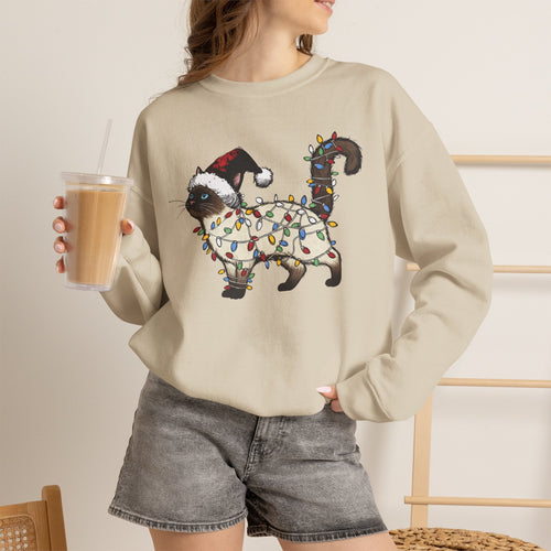 Christmas Siamese Cat Sweatshirt, Siamese Cats Crewneck, Perfect Gifts for Siamese cat mom