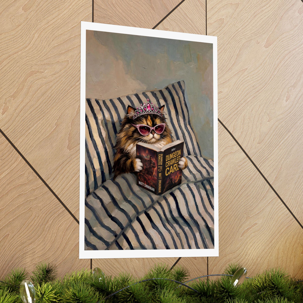 Princess Donut Reading Book in Bed Matte Vertical Poster, Dungeon Crawler Carl Art, Bookish Gifts, Book Lover Gift, Sci Fi Fantasy Wall Art