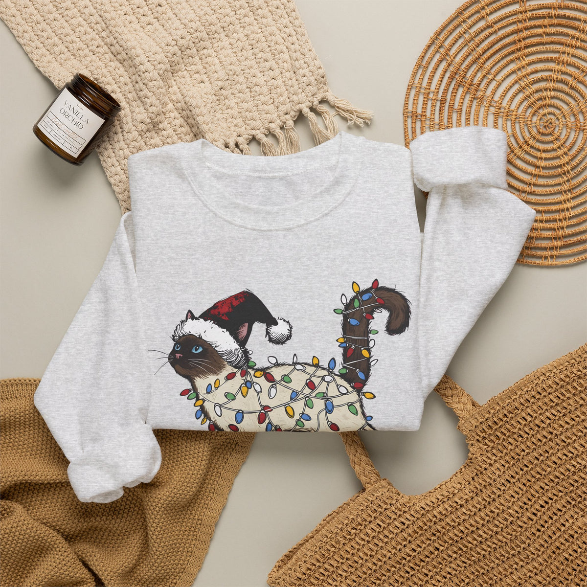 Christmas Siamese Cat Sweatshirt, Siamese Cats Crewneck, Perfect Gifts for Siamese cat mom