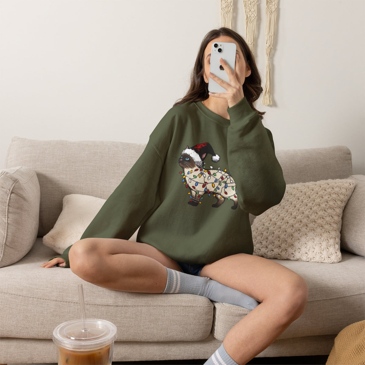 Christmas Siamese Cat Sweatshirt, Siamese Cats Crewneck, Perfect Gifts for Siamese cat mom