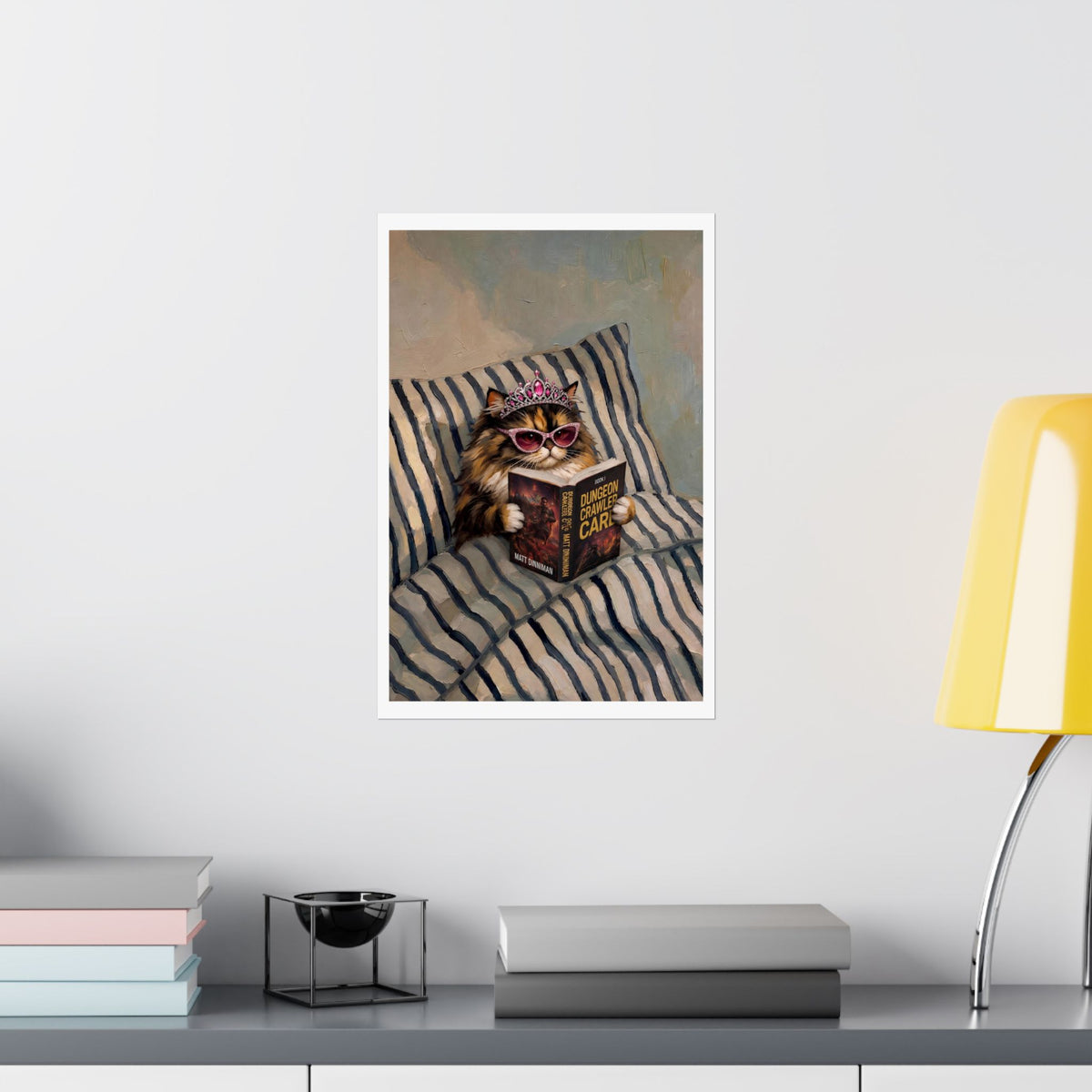 Princess Donut Reading Book in Bed Matte Vertical Poster, Dungeon Crawler Carl Art, Bookish Gifts, Book Lover Gift, Sci Fi Fantasy Wall Art